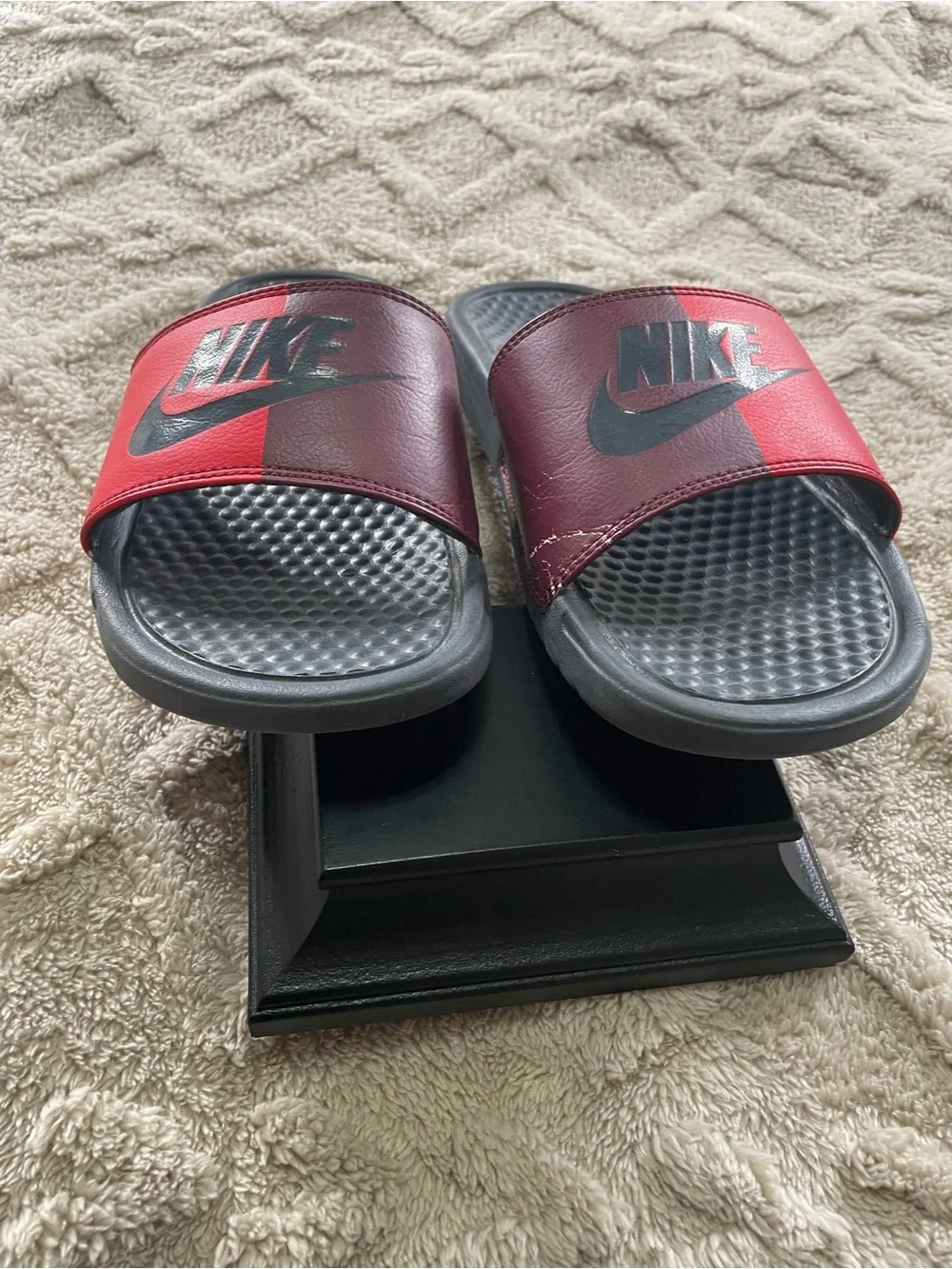 Nike Red & Burgundy Slide Sandals- Size 7 Casual Summer